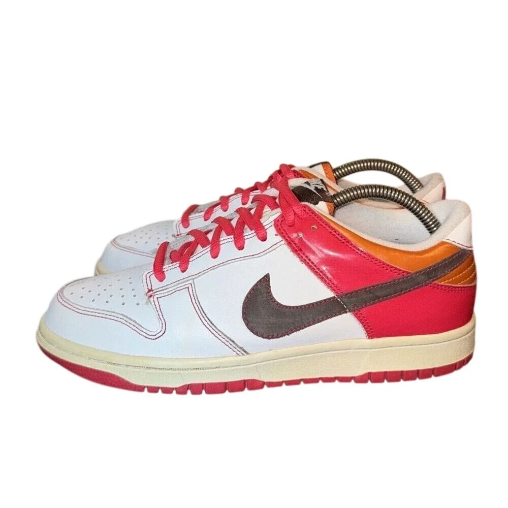 Nike Dunk Low Kids Sneakers‎ White Red Orange Brown Low Top Shoes 7Y